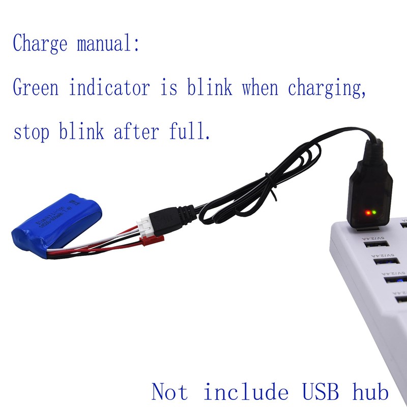 Blomiky 7.4V 2S 600mAh Li-ion Rechargeable Battery with JST Plug