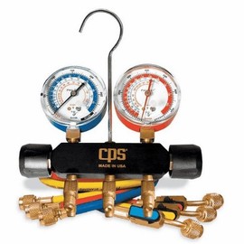 CPS 1011105 Products MBHP5E Black Max Professional A/C Manifold Set, 5' Valve Hoses; psi and F Gauges