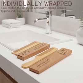 Juego de 8 peines de bambú natural para hombres, mujeres y adolescentes, uso en viajes, hogar y hotel, antiestático, desenredante, peinado y masaje de