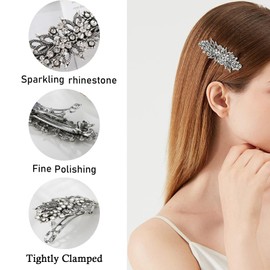 Vintage Hair Clips Rhinestone Hair Barrette, Antique Style Bridal Wedding Hair Accessories for Women Elegant Rhinestone Silver Hair Clip Crystal Hair Accessory for Wedding Birthday Prom Gift