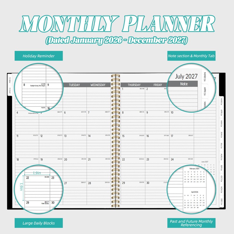2026-2027 Monthly Planner, 2 Year Monthly Planner/Calendar 2026-2027, Jan 2026