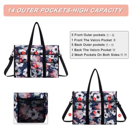 HUA ANGEL Large Waterproof Bath Bag XXL for Men and Women - Small Travel Bag with Many Pockets - Beach Bag Family with Zip for Weekender Shopper, Retro flowers