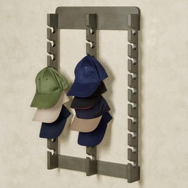 Touch of Class Wooden Ball Cap Display Wall Rack - Gray - Triple, 30 Slots - Baseball Hat Display - Made of Wood - Class Racks for Hats - Organizer for Bedroom, Living Room, Entryway