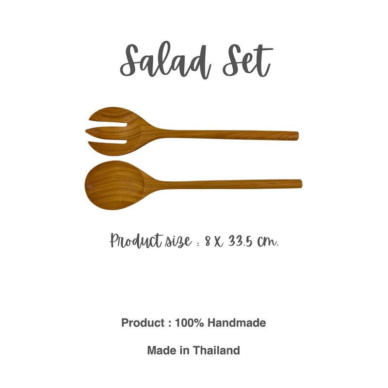 KPC Salad Server Spoon Fork Set of 2 Wooden