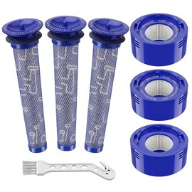 6 Pack Vacuum Filter Replacement Kit for Dyson V7, V8 Animal and V8 Absolute Cordless Vacuum, 3 Post Filter, 3 Pre Filter, Replaces Part # 965661-01 & 967478-01