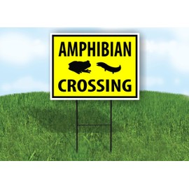 AMPHIBIAN CROSSING AMPHIBIAN YELLOW - Double Sided Amphibian Crossing Yard Sign with Stand - Driveway Signs for Street, Road Sign, Lawn, House, Real Estate - Yard Signs, Custom Sign - 18" x 24"