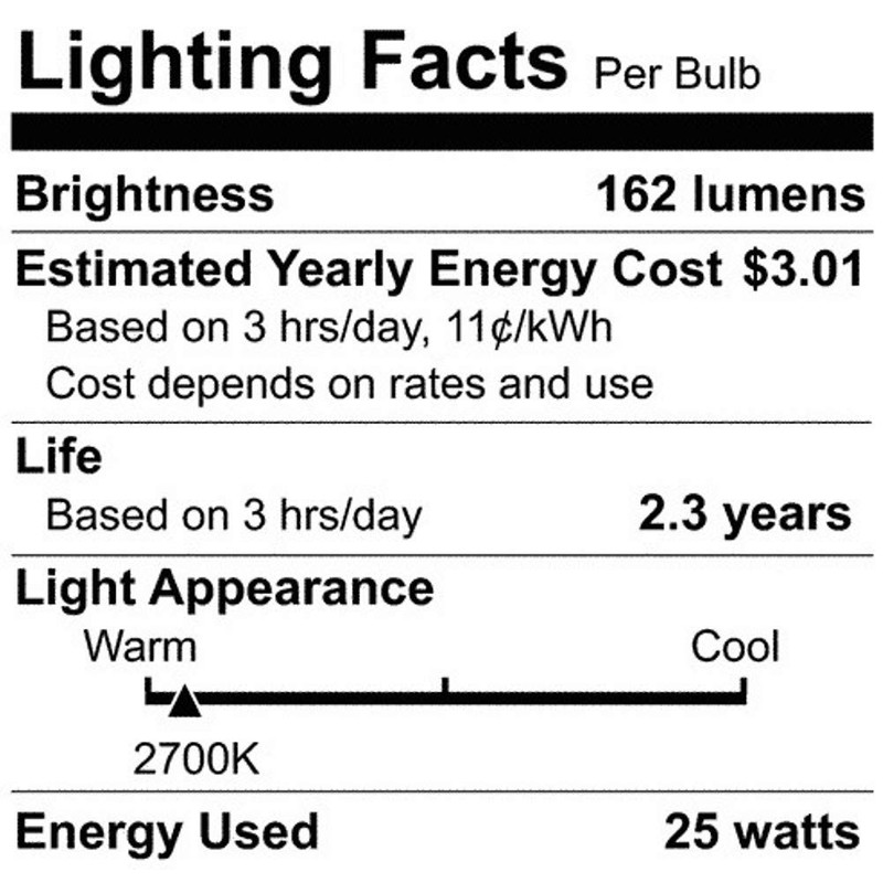 Satco A3925 130V Candelabra Base 25-Watt G16.5 Light Bulb, Satin