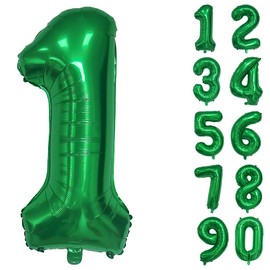 32 Inch Number Balloons Giant Number Aluminium Foil Helium Balloons for Birthday Party Celebration Decoration New Year Baby Shower Anniversary (Green, 1)