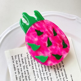 Pitaya Shape Hair Claws Vivid Fruit Print Non Slip Hair Clips for Women Girls Medium Thick Hair Accessories