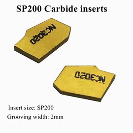 1/2" 3/8" Indexable Lathe Grooving Parting Holder with 10 Pieces GTN- SP200 Heavy Duty Nickel Plated ZQ1212R02 Right -Hand Cut Off Tool Carbide Inserts (3/8" ZQ1010R02 with 10pcs inserts)