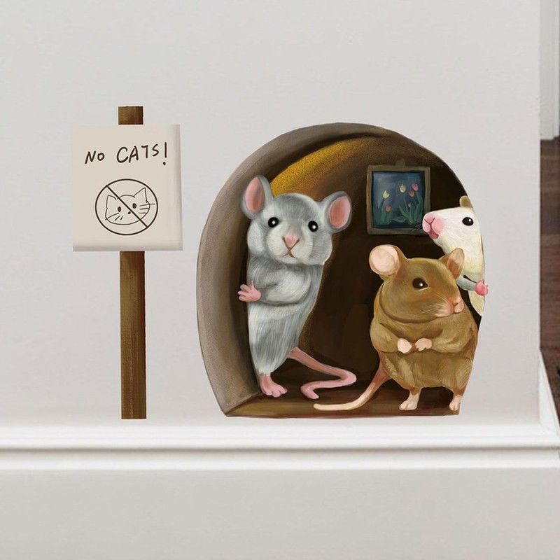 Mouse Hole Skirting Board Wall Sticker, Waterproof Skirting Board Cover,