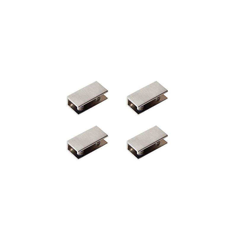 Glass Shelf Brackets Rectangular Shelf Clips Metal Clamps Brushed Nickel