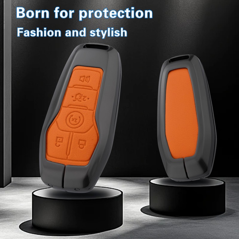 Qunzes Key Fob Cover with Heavy-duty Keychain for Ford F150