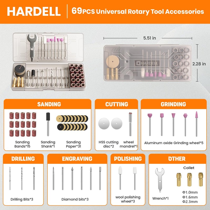 HARDELL Rotary Tool, 4V Mini Cordless Rotary tool Kit con
