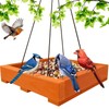 Wooden Hanging Bird Feeder/Heavy-Duty Large Capacity Outdoor Bird Feeder/Drainable Design/Attracts
