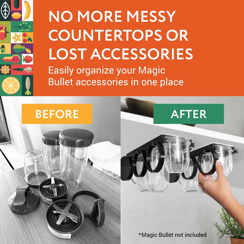 IMPRESA Kitchen Storage Cup Holder - Under-Shelf Hanging Blender Cup