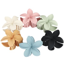Sisiaipu Colorful Flower Hair Claw Clips - 6 Pcs Large Plumeria Clips for Thick and Thin Hair, Beach Accessories for Women and Girls