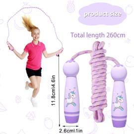 TZQFROCE Children's Skipping Rope with Wooden Handle Skipping Rope Children 8 Years Unicorn Speed Rope Gifts Children for Boys Girls Friends School Lawn - 260 cm