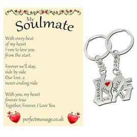 Perfect Message Gifts for Her Him, To My Soulmate Keyring Anniversary Valentines Gift for Boyfriend Girlfriend Husband Wife Birthday