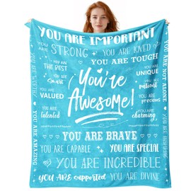 Blanket Gift for Women Man Get Well Gifts - You are Awesome 60" x 80" Bed Blanket - Inspirational Gift for Her Him Thinking of You Friendship Gifts Feel Better After Surgery Gifts