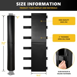 72" Tall Basketball Pole Pad, All-Weather Round Basketball Pole Padding Outdoor, 2" Thick Heavy Duty Wrap-Around Protective Pads for Adjustable & Fixed Height Basketball Hoop Poles