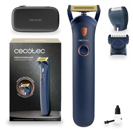 Cecotec Beard Trimmer PrecisionCare OneShave Pro Titanium Blades Flex Head with Magnetic System LED Light IPX7 Adjustable Comb 0.5-8mm + Foil Head Rubber Handle Case for Precise Trimming and Shaving