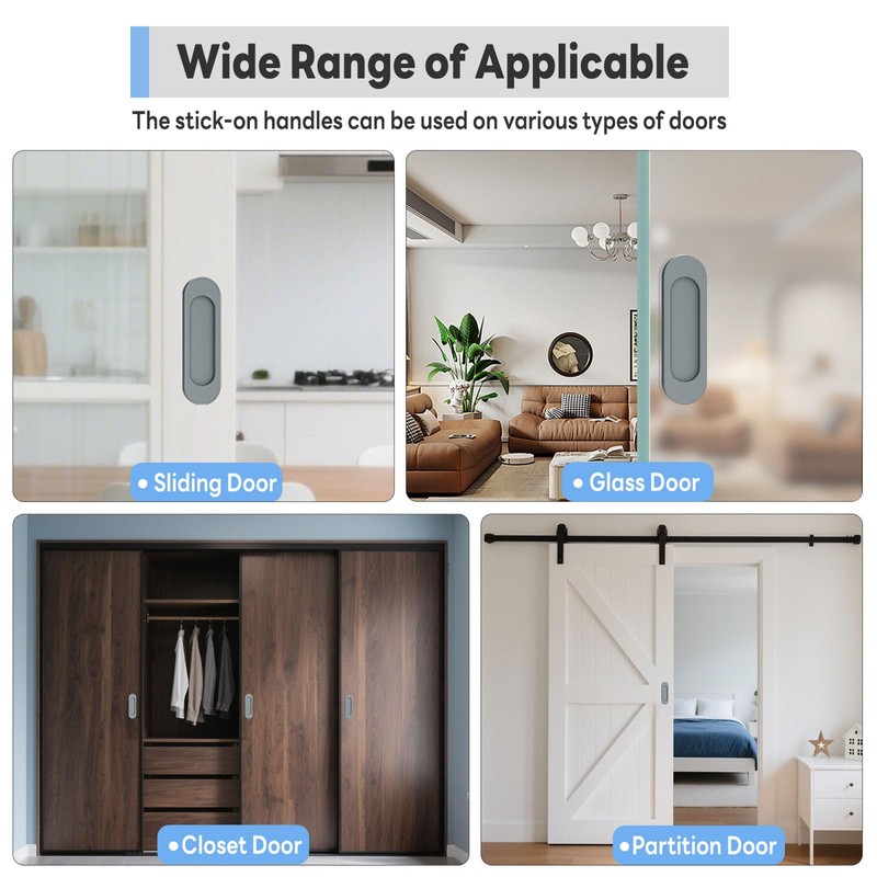YogePote 2 Pack Self Stick Sliding Door Handles, Aluminum Alloy