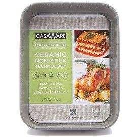 casaWare Ceramic Coated NonStick Lasagna/Roaster Pan 13 x 10 x 3-Inch (Silver Granite)