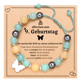 Aunis 8th/9th/10th Birthday Gifts for Girls Butterfly Natural Stone Bracelets with Quote Card