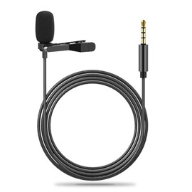 Lavalier Microphone Lapel Microphone, Lavalier Microphone for Phone PC, Wired Lavalier Microphone 3.5 mm, Microphone Omnidirectional 3.5 mm, Plug and Play Microphone for Interview, Video Conference,