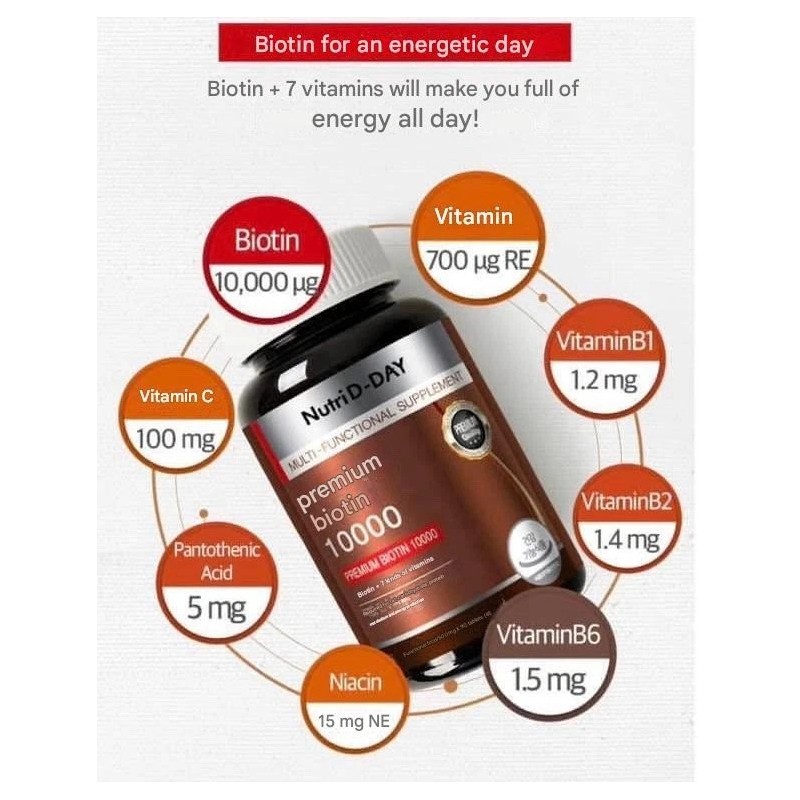 Nutri D Day Premium Biotin 10000 45g, 90 tablets x