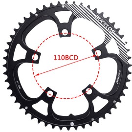 BUCKLOS 110BCD Bike Chainring Set with Pin, Double Round 5 Bolts Aluminum Chainring 50T 34T 52T 36T 53T 39T for Road Bike Bicycle Fits 8 9 10 11 Speed Chains