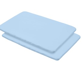 BreathableBaby BreathableBaby All-in-One Fitted Sheet & Waterproof Cover, for 39" x 27"/99 x 69 cm Play Yard Mattress, Light Blue (2-Pack)