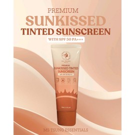 MS. TSUNG Premium Sunkissed Tinted Sunscreen SPF50 PA++ - Lightweight Non-Sticky Formula, Natural Tinted Coverage, Daily UV Protection for Face - 50g