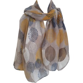 GlamLondon Women's Beautiful Designed Large Leaves Print Scarf (XL- Grey)