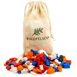 Waldfelsen® Wooden Toy Figures - 16 Cities, 20 Settlements, 60 Streets, 60 Ships, 2 Dice and 2 Robbers Suitable for the Base Game of The Settlers as well as Sailors and Cities and Knights