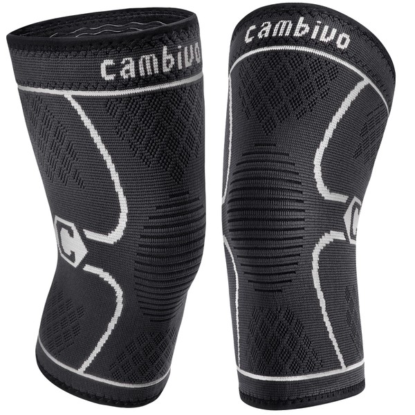 CAMBIVO 2x Sports Knee Brace Arthritis Knee Brace Men Women Knee Brace Ligament Knee Brace for Bodybuilding, Squat, Football, Running, Jogging, Volleyball, Hiking