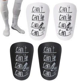Rigidstone Pack of 4 Mini Football Shin Pads, 10 x 6 cm, Shin Pads, Children's Football - Football, Shin Guards for Adults and Children, Football (Black + White)