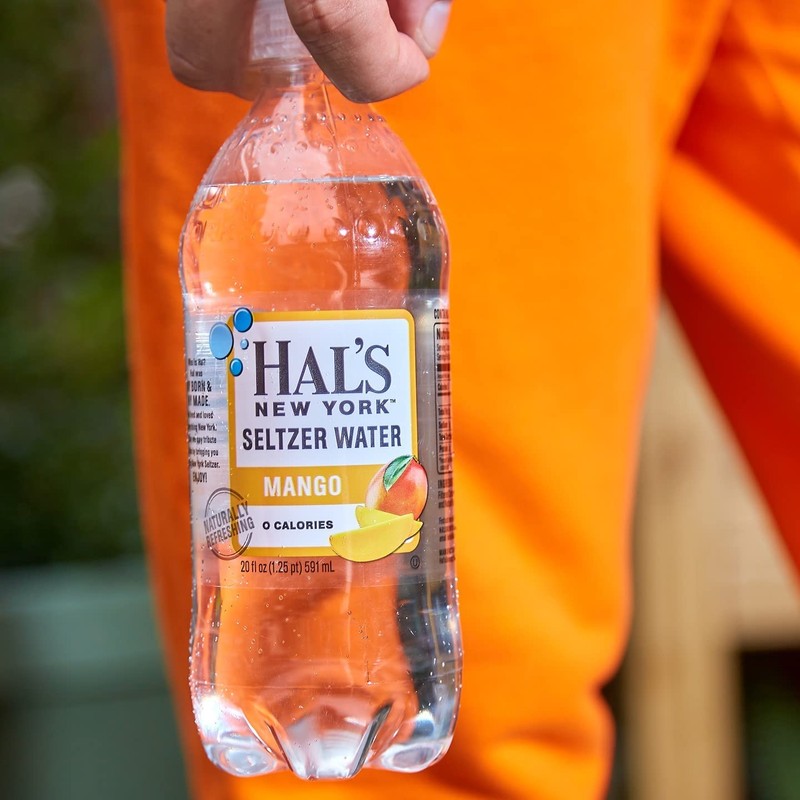 Hal's New York Seltzer Carbonated Mango Flavored Sparkling Water, Zero