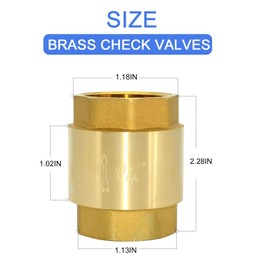 Dsmpipeft 1PCS 1-1/2''NPT Female Spring Check Valve, Solid Brass One Way Horizontal Check Valve for Sump Pumps, Storage Tanks, Backflow Prevention and Oil, Gas-Air Checks Valve,etc DN40