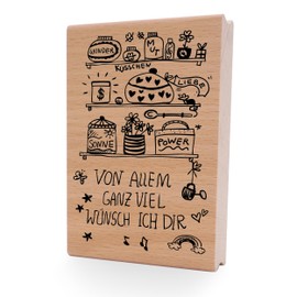 Newstamps Stamp Von Alllem ganz viel motif stamp, large made of wood and rubber for making cards and gifts, wooden stamps for sayings, saying stamps, text stamps, lettering, scrapbook, textile stamp,
