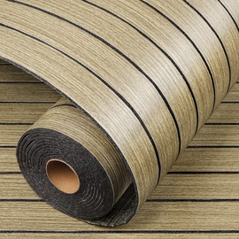 LaCheery 23.6"x157" Brown Wood Panels for Wall Peel and Stick 3D Wood Slat Wall Panel Roll Waterproof Slatted Fluted Panels Peel and Stick on Living Room Kitchen TV Accent Garage Walls Decor Foam PVC