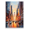 Neon Sunset City Street Poster - Beautiful Colorful Oil Painting