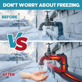 3FT-160FT Heat Tape for Water Pipes,Heating Cable for Pipe Freeze Protection,Water Pipe Insulation/Roof Snow De-Icing,Deicing Heating Cable,with Mounting Buckle (JRD-3FT)