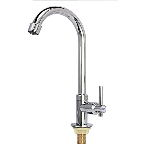 Cold Water Faucet Only, High Arc Single Handle One Hole Faucet for Kitchen Garden Bar Outdoor Boat Camper(Free Cold Water Supply Lines)