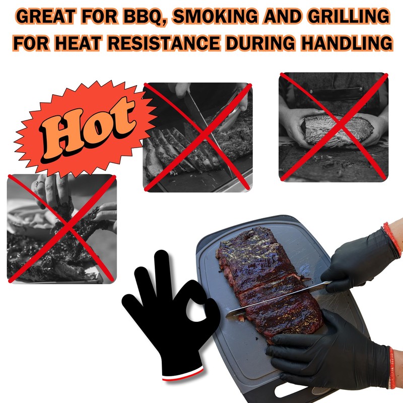 BBQ Grill Heat Resistant Cotton Glove Liners - 3 Pairs