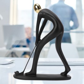 Tissting Kunstharz Statue Golfer Skulptur Mode Harz Kunst Sport Mann Figur Deko Figuren für Home Decor Modernes Büro Regal Desktop