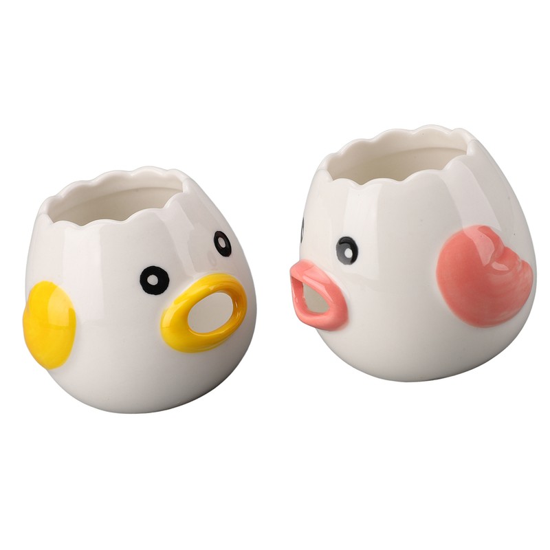 2pcs Egg Separator Ceramic Chicken Shaped Egg Yolk White Filter