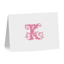 Classic Monogrammed Folded Note Card and Envelope Stationery Set - Traditional Monogram Stationary Set with Envelopes - Choose Your Colors and Set Size