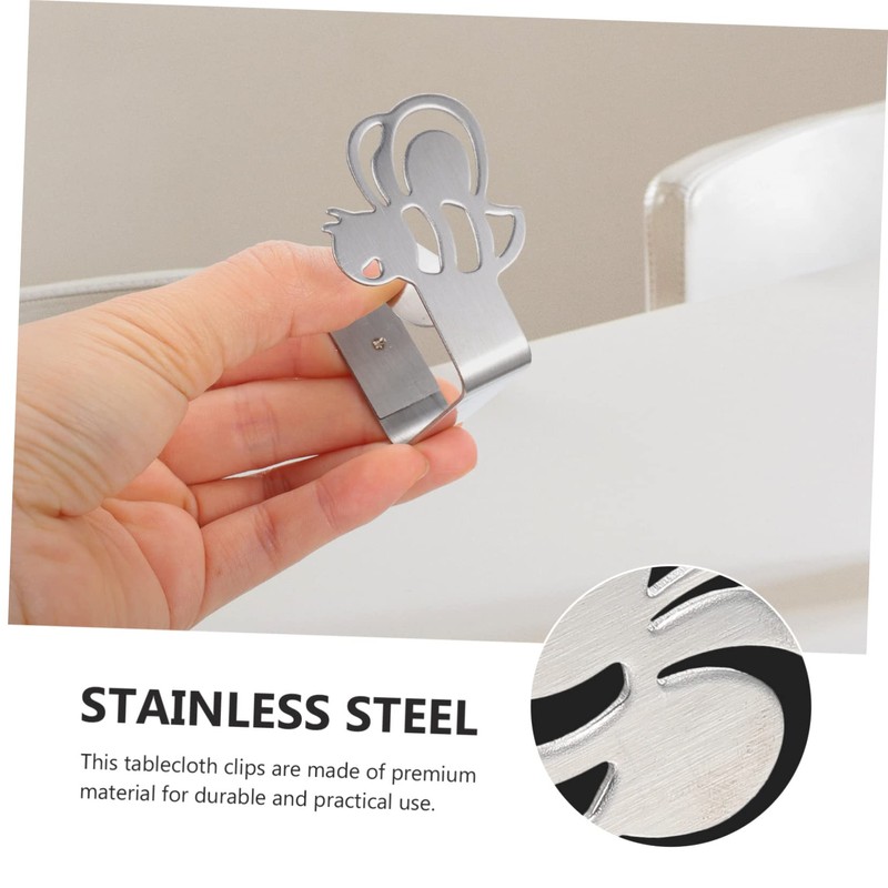 Tofficu 3sets Stainless Steel Tablecloth Clips Non Slip Fixator for